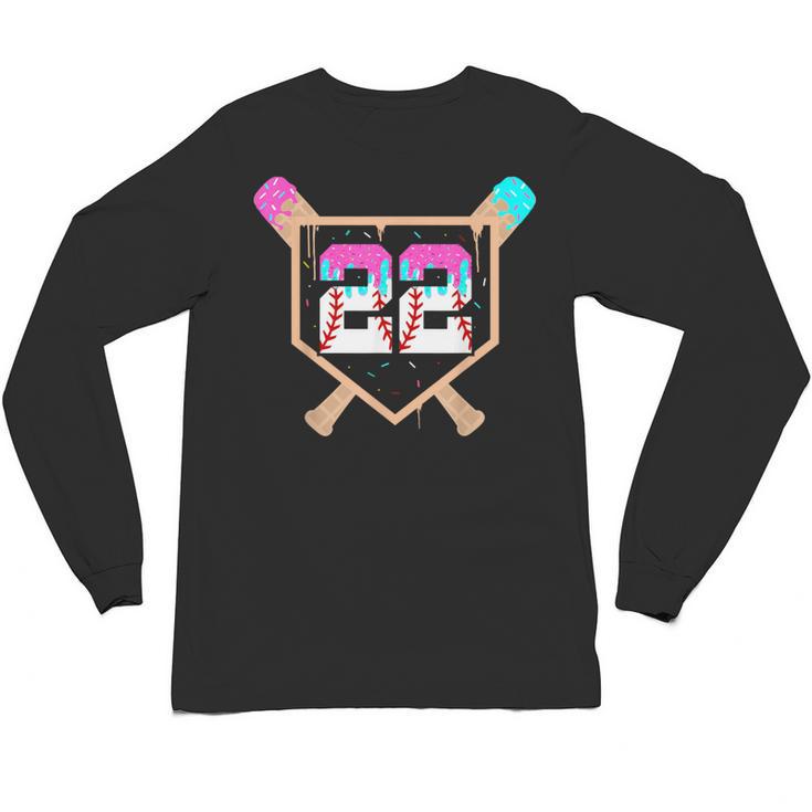 Baseball Ice Cream Drip Number 22 Player 22nd Birthday Unisex Long Sleeve T-Shirt
