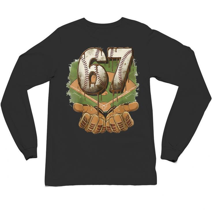 Baseball Ice Cream Drip Number 67 Playground Player 67th Unisex Long Sleeve T-Shirt Baseball Ice Cream Drip Number 67 Playground Player 67th Unisex Long Sleeve T-Shirt