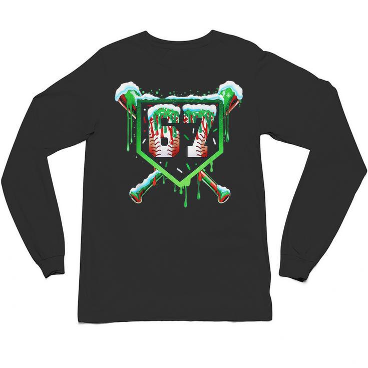 Baseball Ice Cream Drip Number 67 Six Seven Meme Christmas Unisex Long Sleeve T-Shirt