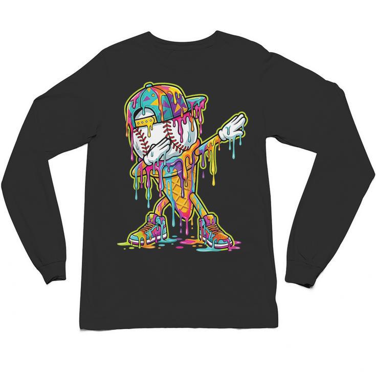 Baseball Ice Cream Dripping Dabbing Baseball Drip Unisex Long Sleeve T-Shirt