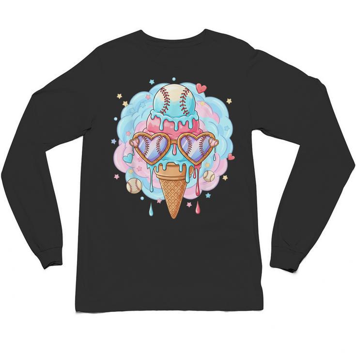 Baseball Ice Cream Heart Sunglasses Youth Boys Valentine Unisex Long Sleeve T-Shirt