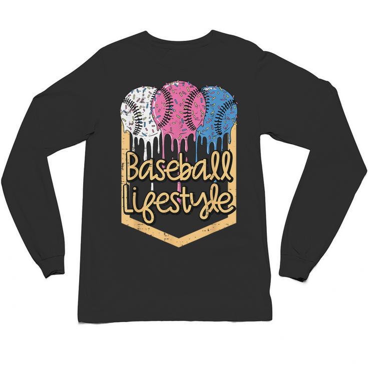 Baseball Lifestyle Ball Sprinkles Drip Boys Kids Men Teen Unisex Long Sleeve T-Shirt