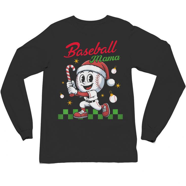 Baseball Mama Christmas Santa Hat Xmas Softball Mom Unisex Long Sleeve T-Shirt
