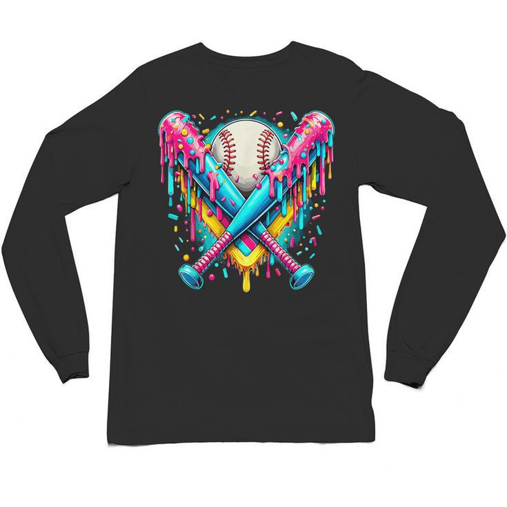 Baseball Player Ice Cream Drip Unisex Long Sleeve T-Shirt