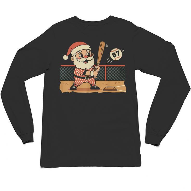 Baseball Santa 67 Christmas Xmas Boys Retro Unisex Long Sleeve T-Shirt