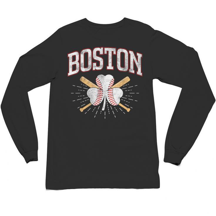 Baseball Shamrock Boston Massachusetts St Patrick’s Day Unisex Long Sleeve T-Shirt