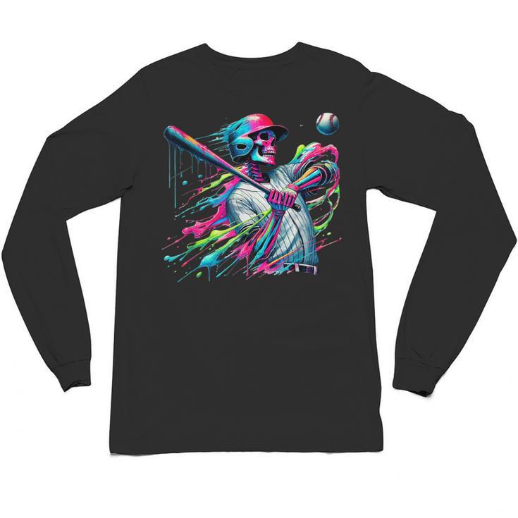 Baseball Skeleton Ice Cream Drip Baseball Boys Youth Unisex Long Sleeve T-Shirt