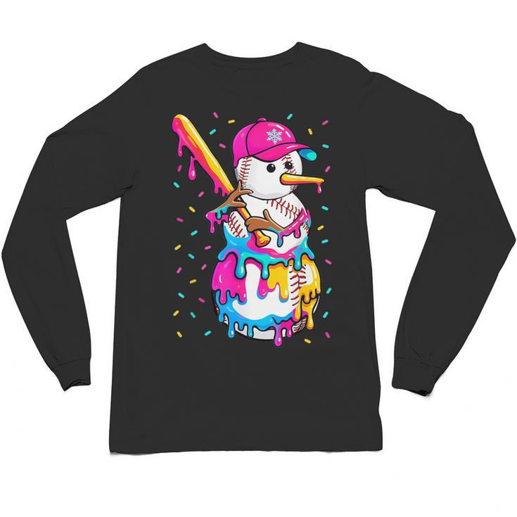 Baseball Snowman Drip Christmas Baseball Boys Men Kids Unisex Long Sleeve T-Shirt