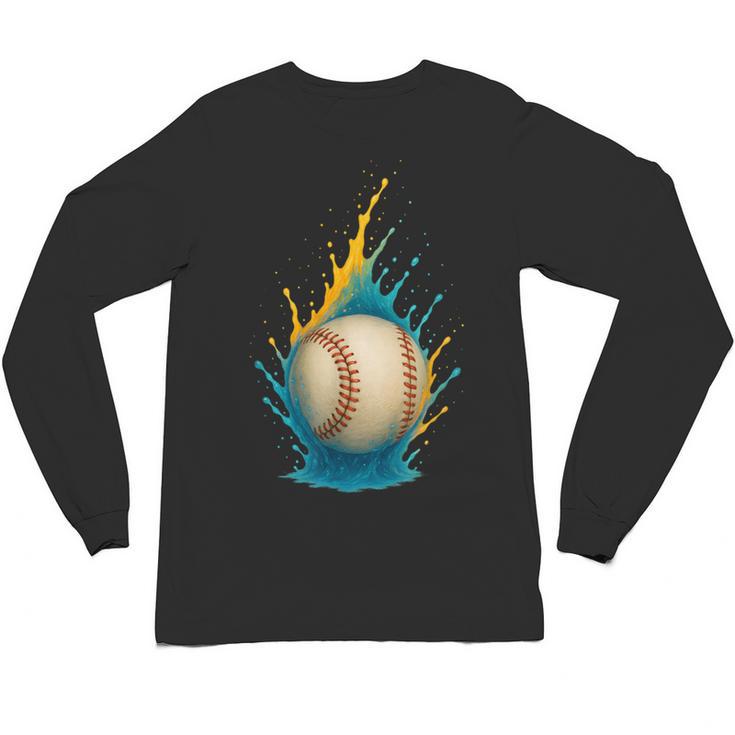 Baseball Splash Team Player For Kids Men Women Unisex Long Sleeve T-Shirt