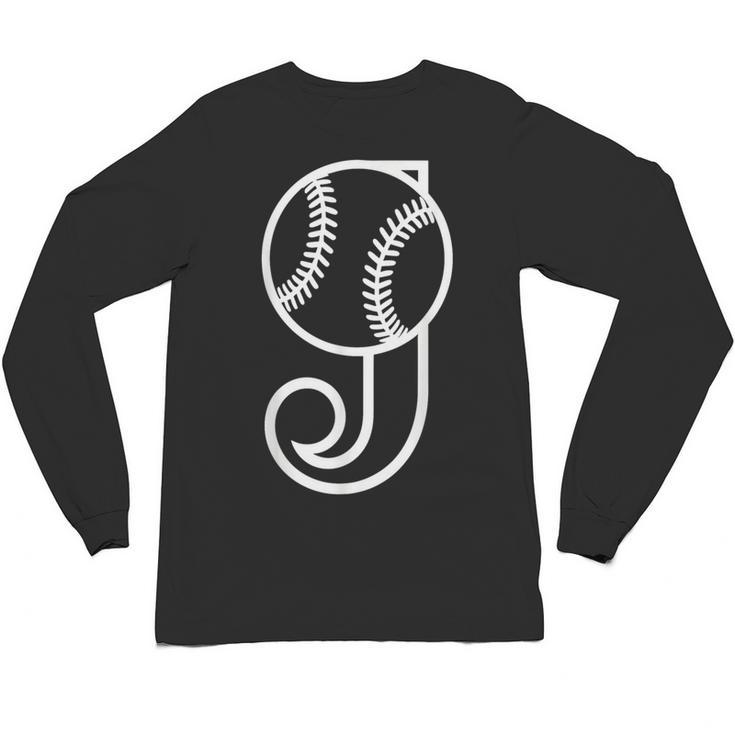 Baseball Sport Player Monogram Cool Initial Letter J Unisex Long Sleeve T-Shirt