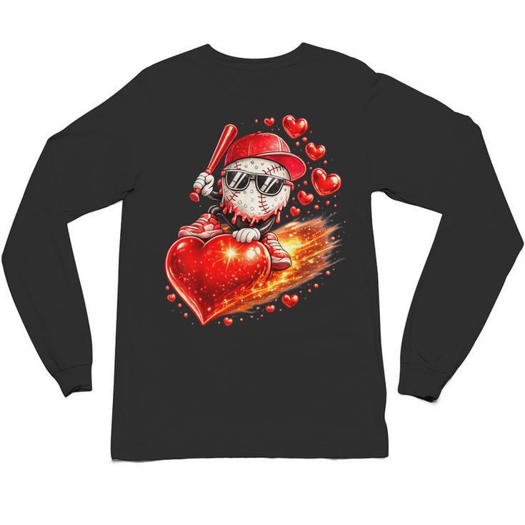 Baseball Valentine's Day Drip Ice Cream Team Unisex Long Sleeve T-Shirt