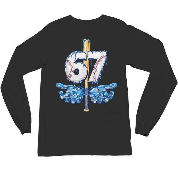 Blue Camo Baseball 67 Six Seven Camo Ice Cream Drip Boy Teen Unisex Long Sleeve T-Shirt