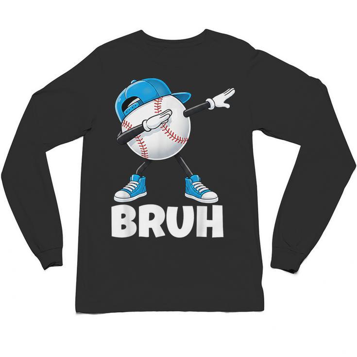 Boys Baseball Graphic Tee Teen Apparel Cute Meme Bruh Unisex Long Sleeve T-Shirt