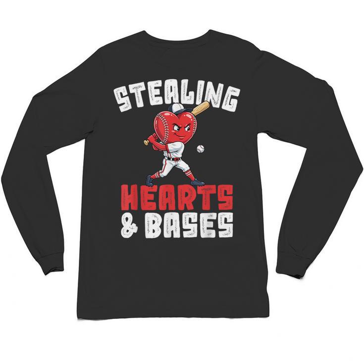 Boys Baseball Valentines Shirt Sterling Hearts Baseball Unisex Long Sleeve T-Shirt