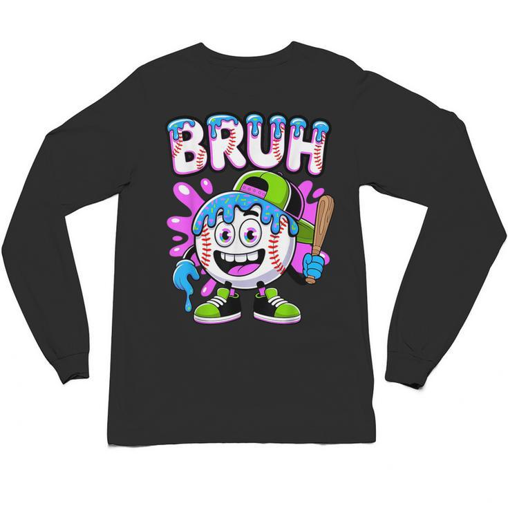 Bruh Baseball Drip Boys Youth Ice Cream Dripping Baseball Unisex Long Sleeve T-Shirt