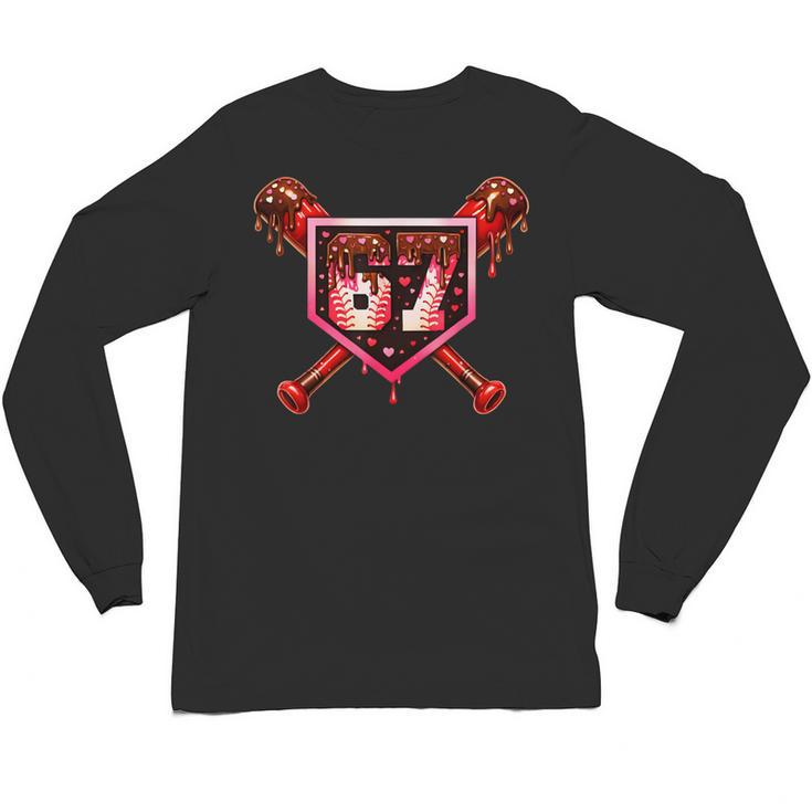 Chocolate 67 Drip Baseball Valentine Love Sports Unisex Long Sleeve T-Shirt
