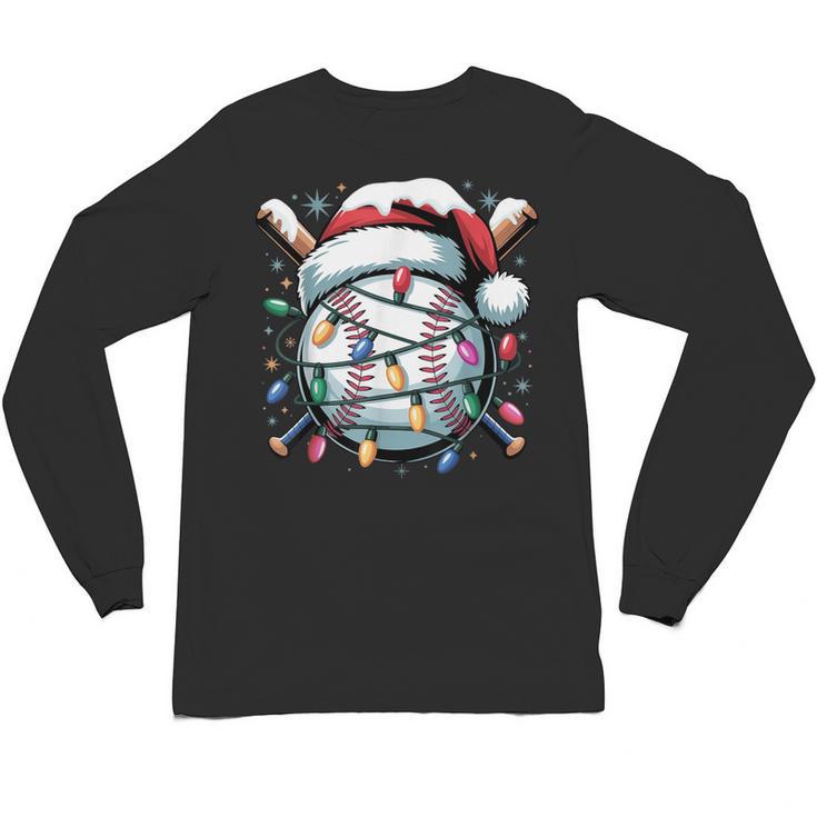 Christmas Baseball Boy Youth Kid Men Santa Hat Xmas Baseball Unisex Long Sleeve T-Shirt