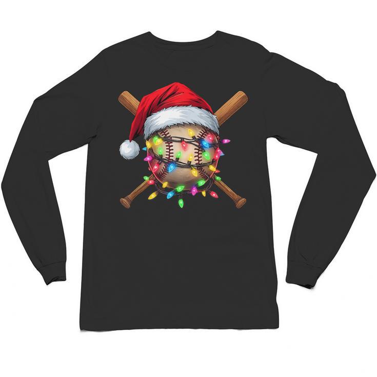 Christmas Baseball Pajama Santa For Men Boys Girls Kids Xmas Unisex Long Sleeve T-Shirt