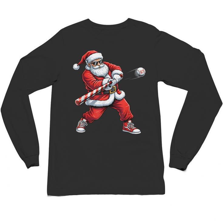 Christmas Baseball Player Santa Xmas Boys Men Toddler Unisex Long Sleeve T-Shirt