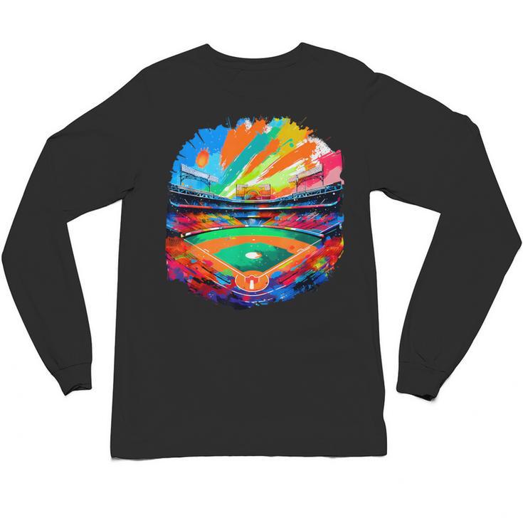Colorful Baseball Field Home Run Baseball Player Fans Unisex Long Sleeve T-Shirt
