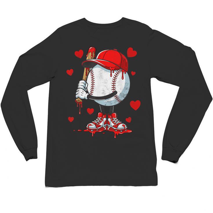 Cute Dripping Baseball Lover Valentines Day Boys Kids Unisex Long Sleeve T-Shirt