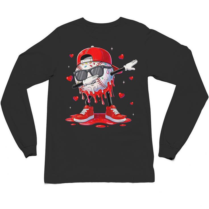 Dabbing Baseball Drip Ice Cream Youth Boy Valentines Day Unisex Long Sleeve T-Shirt