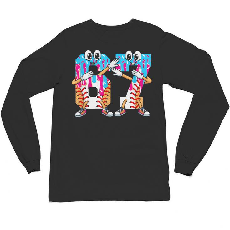 Dabbing Baseball Ice Cream Drip Number 67 Birthday Party Unisex Long Sleeve T-Shirt