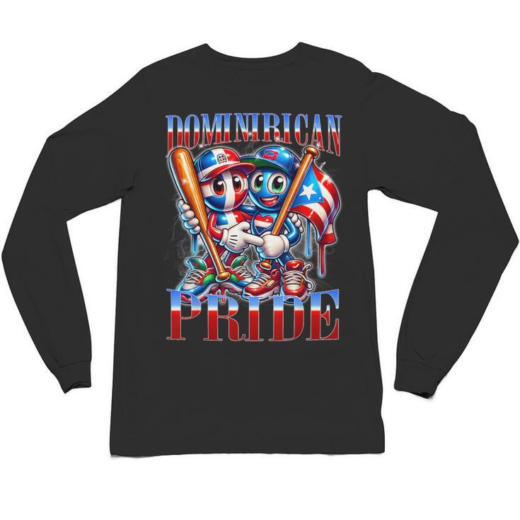 Dominican Puerto Rican Pride Baseball Flag Unity Unisex Long Sleeve T-Shirt