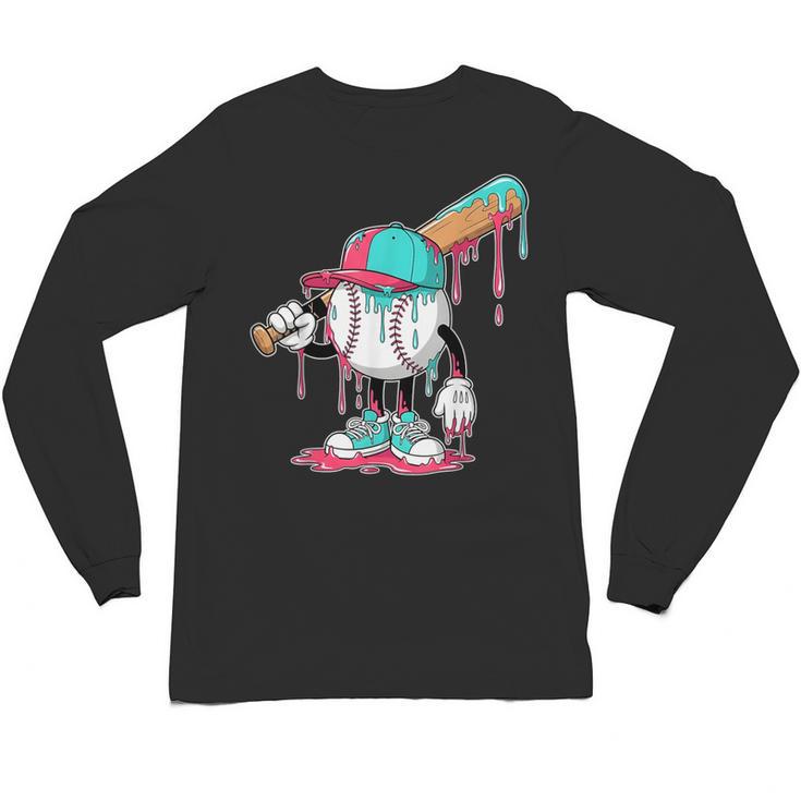 Drip Baseball For Boys Ice Cream Drip Youth Boys Sprinkles Unisex Long Sleeve T-Shirt