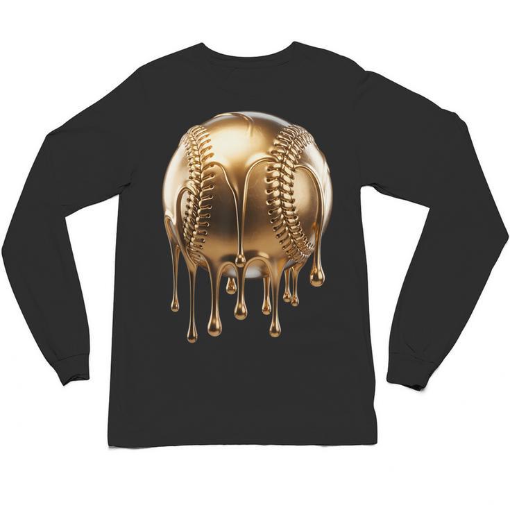 Dripping Gold Drip Baseball Game Day Player Coach Baller Unisex Long Sleeve T-Shirt
