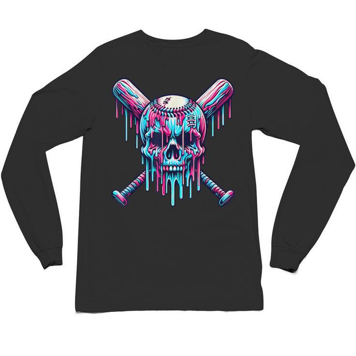Halloween Baseball Skull Drip Baseball Lifestyle Boy Men Unisex Long Sleeve T-Shirt