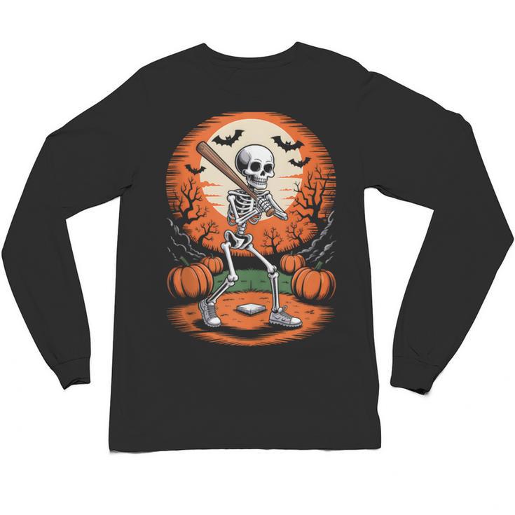 Halloween Skeleton Baseball Player Costume Men Boys Kids Unisex Long Sleeve T-Shirt