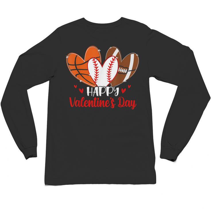 Happy Valentines Day Shirt Boys Basketball Baseball Football Unisex Long Sleeve T-Shirt