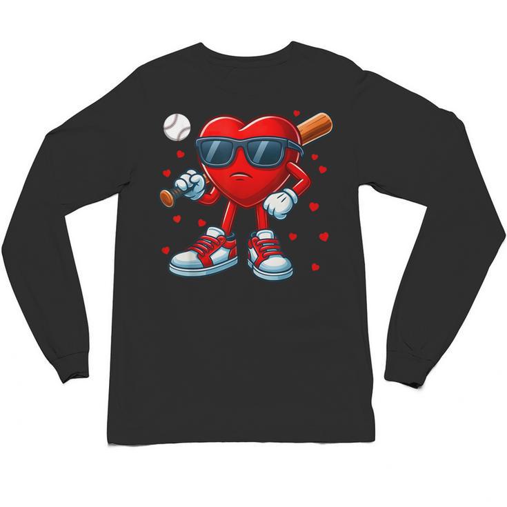 Heart Love Baseball Valentine Outfit Men Boy Unisex Long Sleeve T-Shirt
