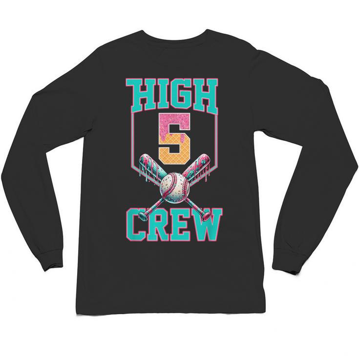 Hi 5 Birthday Party Decorations For Boy Baseball Drip 5th Unisex Long Sleeve T-Shirt