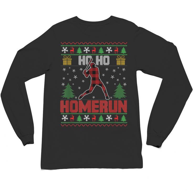 Ho Ho Homerun Xmas Sports Player Baseball Ugly Christmas Unisex Long Sleeve T-Shirt