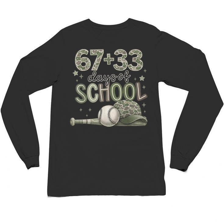 HUGvyn 6733 Days Of School Baseball 100 Days Camo Cap Boys Unisex Long Sleeve T-Shirt