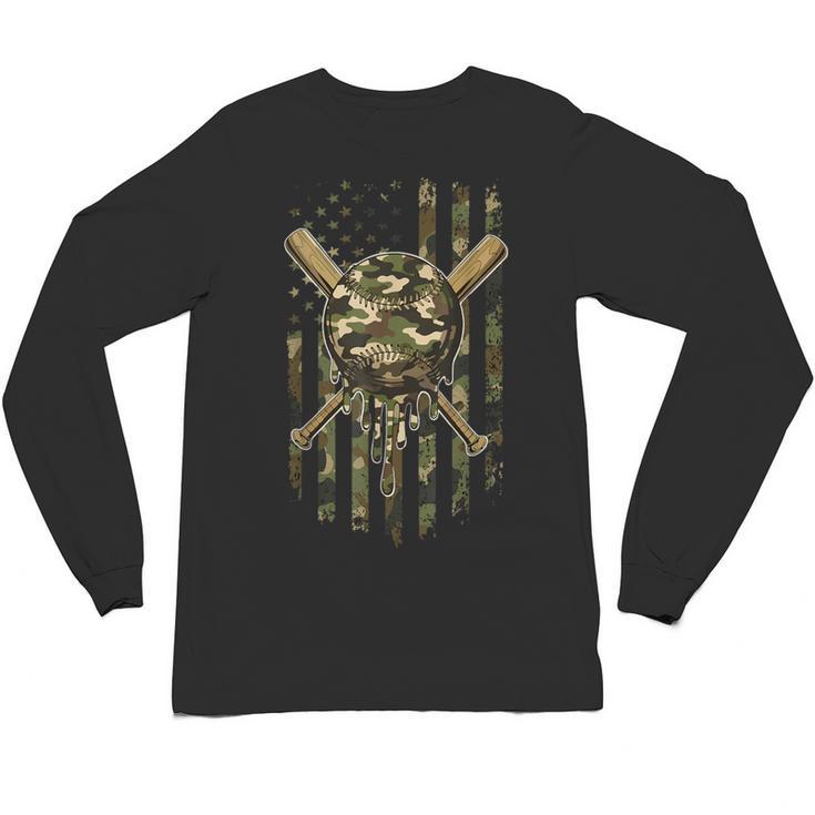 Ice Cream Baseball Drip For Boys Camo USA Flag Camouflage Unisex Long Sleeve T-Shirt