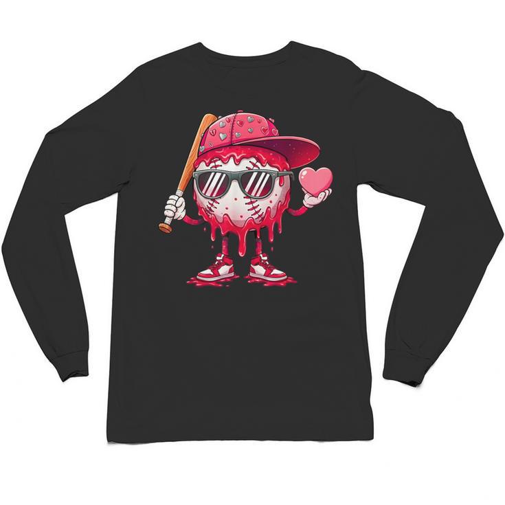 Ice Cream Drip Baseball Valentine's Day Spots Baseball Drip Unisex Long Sleeve T-Shirt