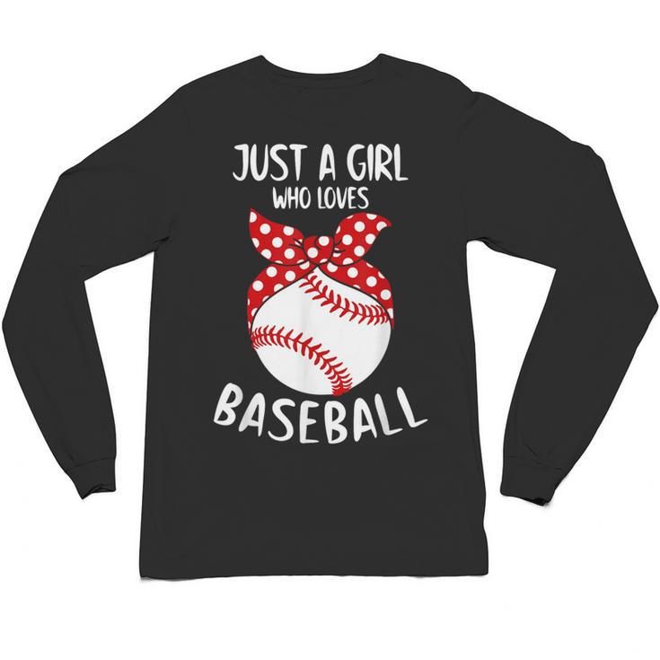 Just A Girl Who Loves Baseball Cute Retro Baseball Lover Unisex Long Sleeve T-Shirt