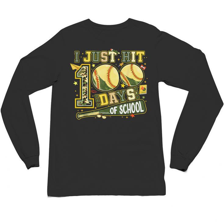 I Just Hit 100 Days Of School Baseball Teacher Boy Girl Kid Unisex Long Sleeve T-Shirt