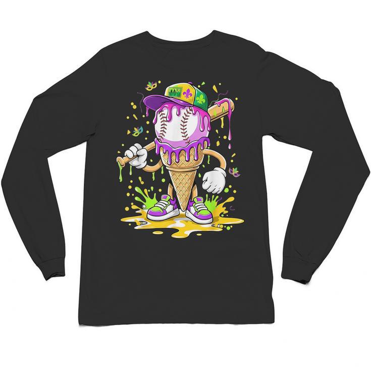 Kids Baseball Drip Ice Cream Apparel Kids Boys Mardi Gras Unisex Long Sleeve T-Shirt