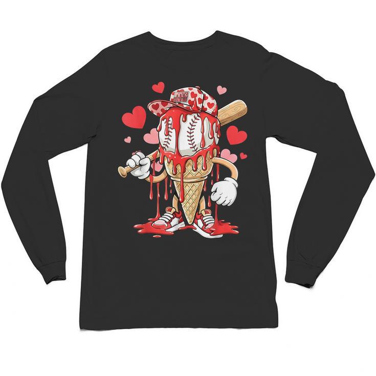 Kids Baseball Drip Ice Cream Apparel Kids Boys Valentine Unisex Long Sleeve T-Shirt