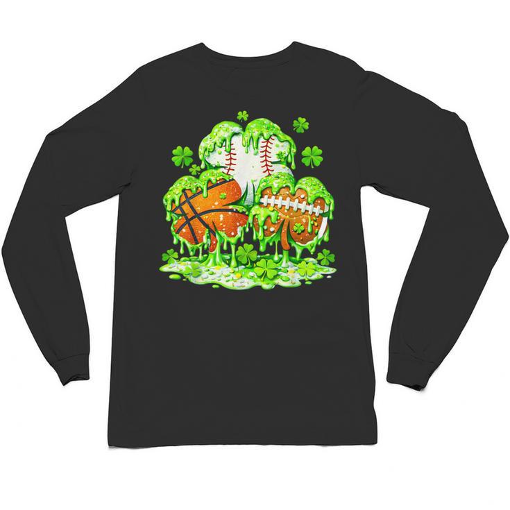 Kids St Patricks Day Shamrock Basketball Baseball Football Unisex Long Sleeve T-Shirt