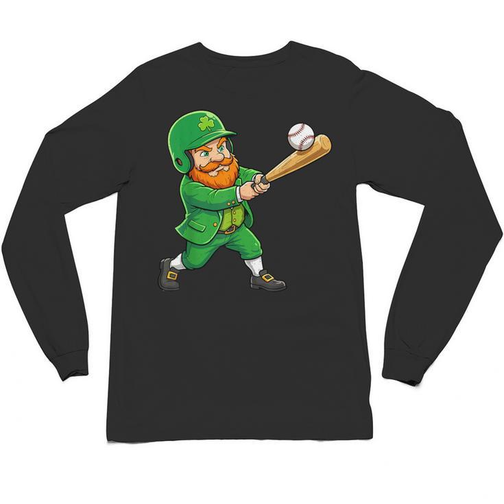Leprechaun Playing Baseball St Patricks Day Men Boys Kids Unisex Long Sleeve T-Shirt