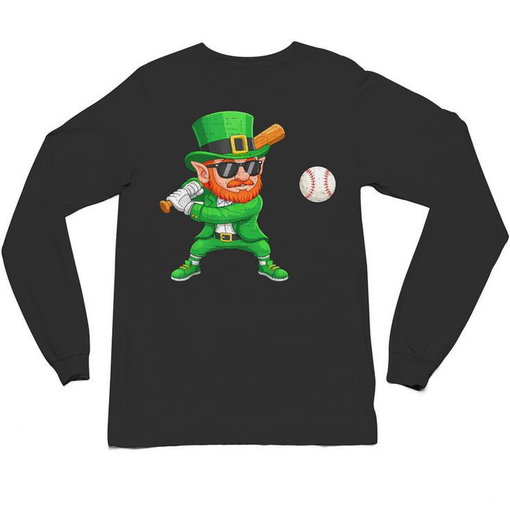 Leprechaun Playing Baseball St Patricks Day Sport Boys Unisex Long Sleeve T-Shirt