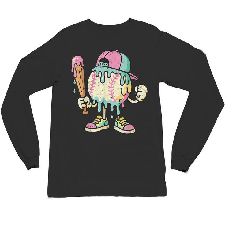 Melted Ice-Cream Baseball Mascot Pastel Pop Unisex Long Sleeve T-Shirt