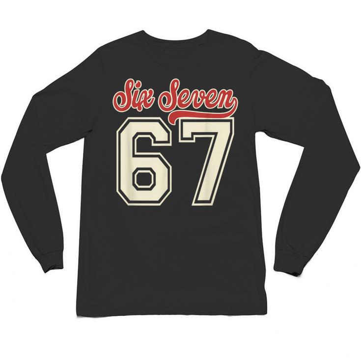 Number 67 Meme Six Seven Baseball Style Kids Boy Teen Unisex Long Sleeve T-Shirt