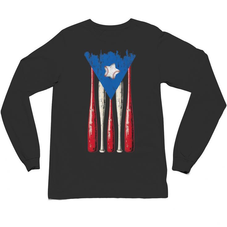 Puerto Rican Baseball Bats Puerto Rico Flag Pride BéIsbol Unisex Long Sleeve T-Shirt