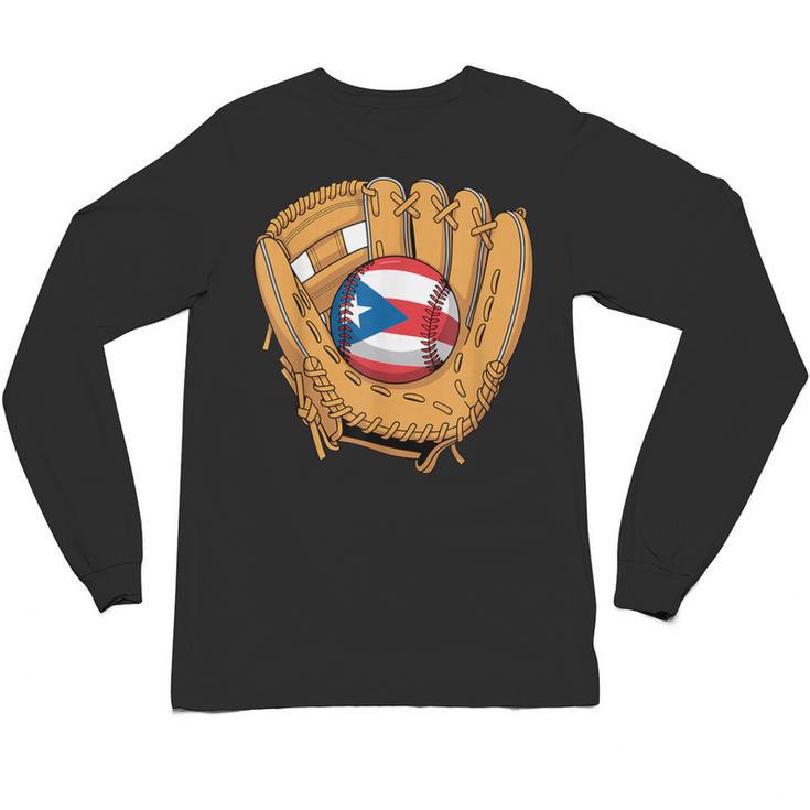 Puerto Rican Flag Baseball Player Boricua Pride Beisbol PR Unisex Long Sleeve T-Shirt